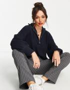 M Lounge Half-zip Funnel Neck Sweater In Deep Navy