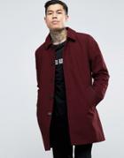 Asos Single Breasted Trench Coat With Shower Resistance In Burgundy -