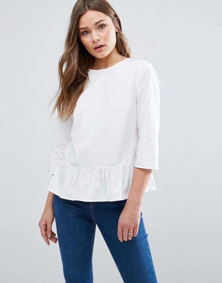 New Look Ruffle Hem Blouse - White