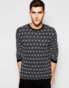 Asos Knitted Sweater With Geo Design - Black