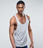 Asos Design Tall Vest With Extreme Racer Back In Grey Marl - Gray