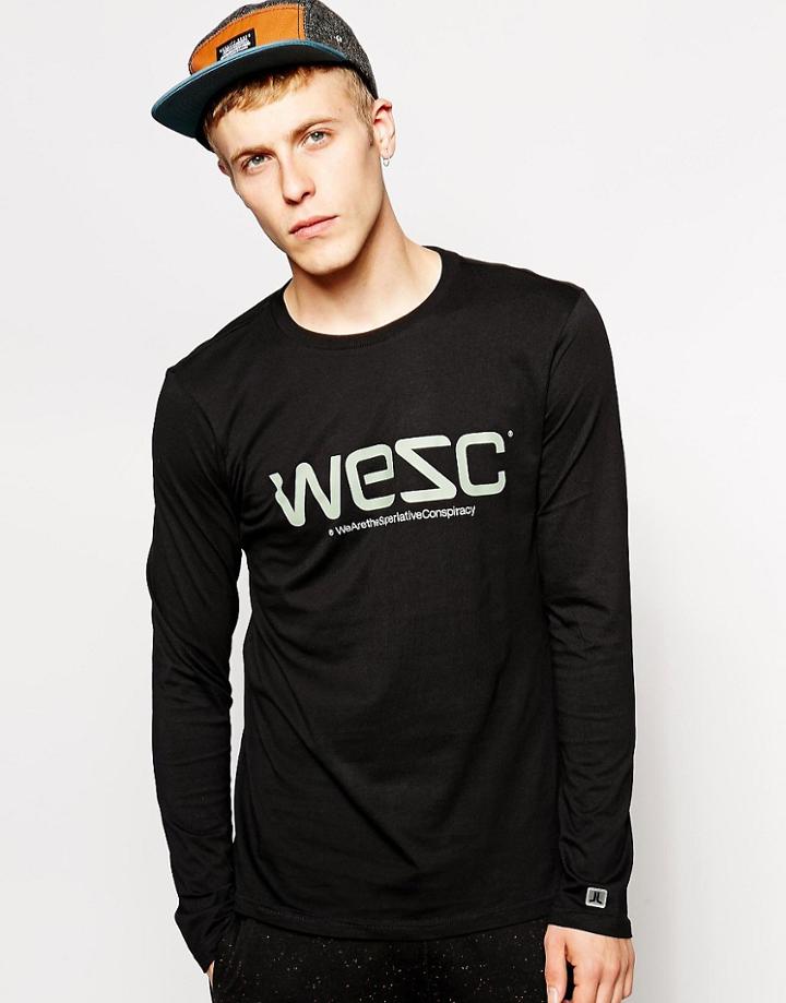 Wesc Logo Long Sleeve T-shirt - Black