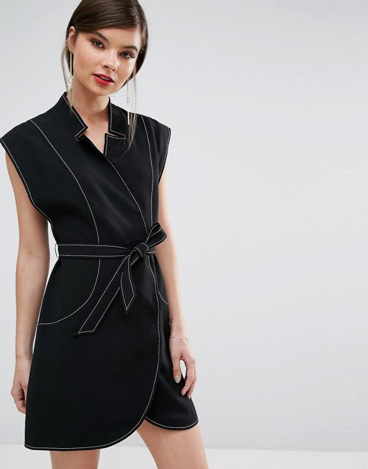 C/meo Collective Right Now Wrap Mini Dress - Black