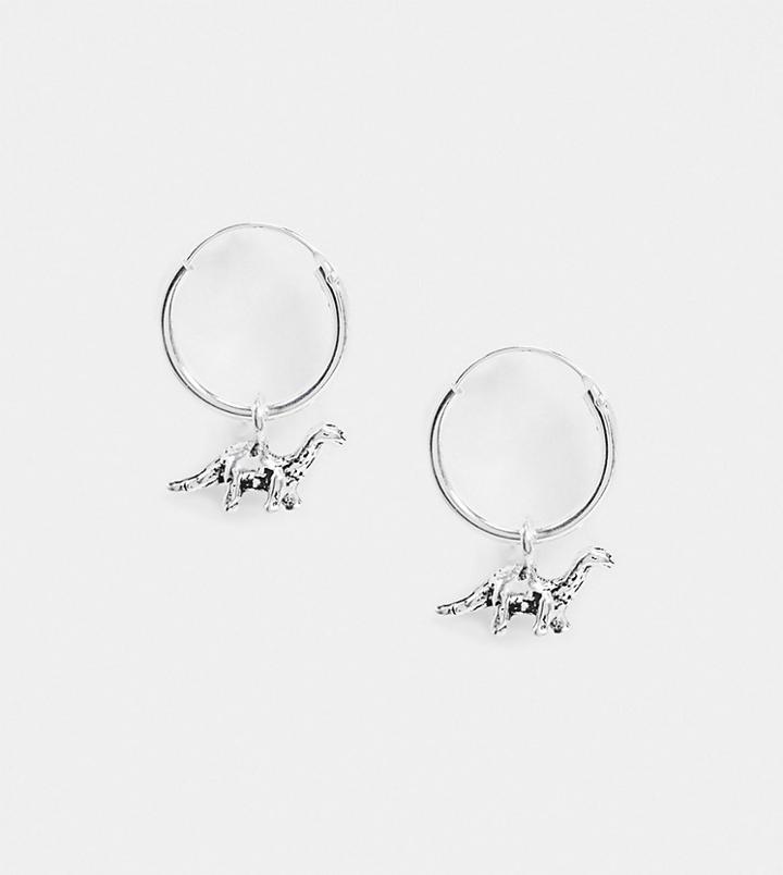 Kingsley Ryan 12mm Dinosaur Hoop Earrings In Sterling Silver