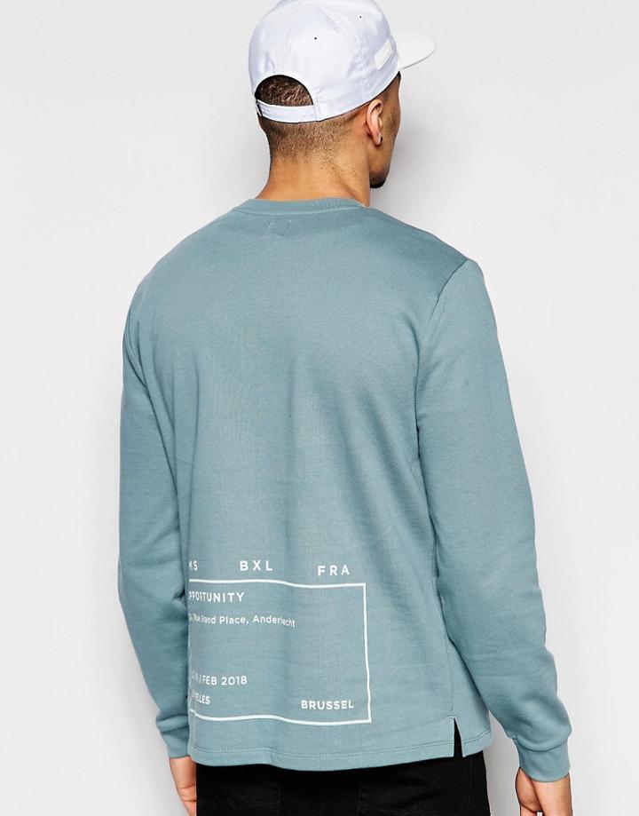 Asos Sweatshirt With City Print In Blue - Blue