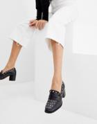 Asos Design Tender Leather Premium Studded Loafers-black