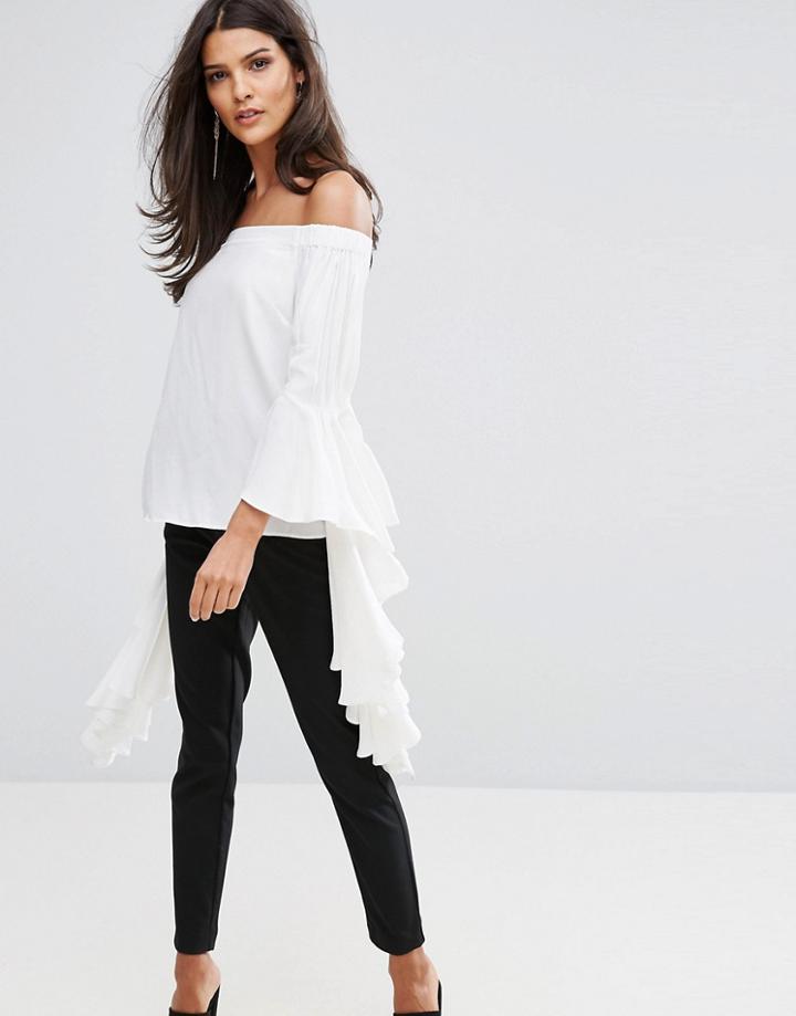 Y.a.s Anru Long Sleeve Flounce Top - White