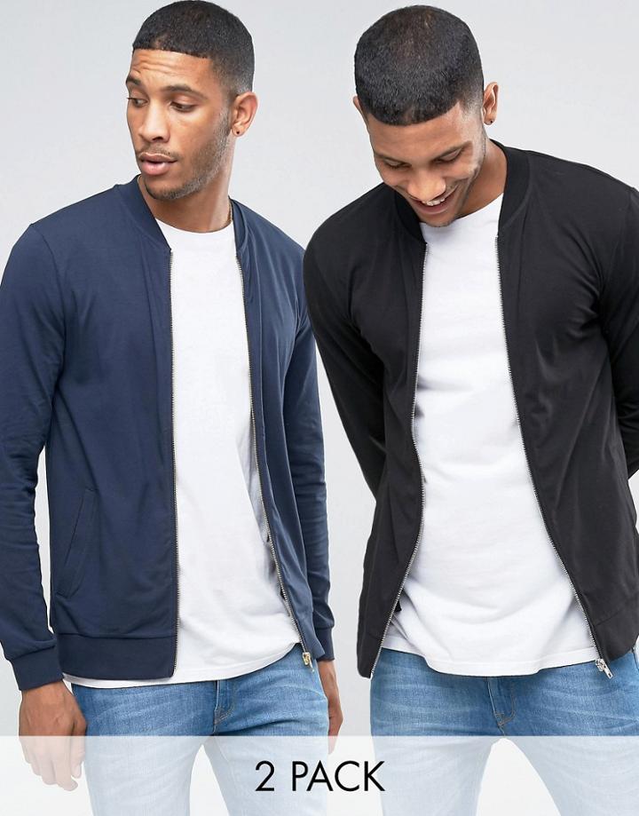 Lightweight Muscle Jersey Bomber Jacket 2 Pack Black/navy - Multi