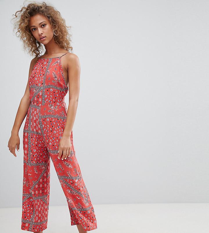 Miss Selfridge Floral Print Scarf Jumpsuit-multi