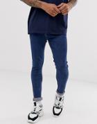Asos Design Spray On Jeans In Powerstretch Open End Blue