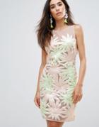 Forever Unique Floral Applique Sleeveless Shift Dress - Multi