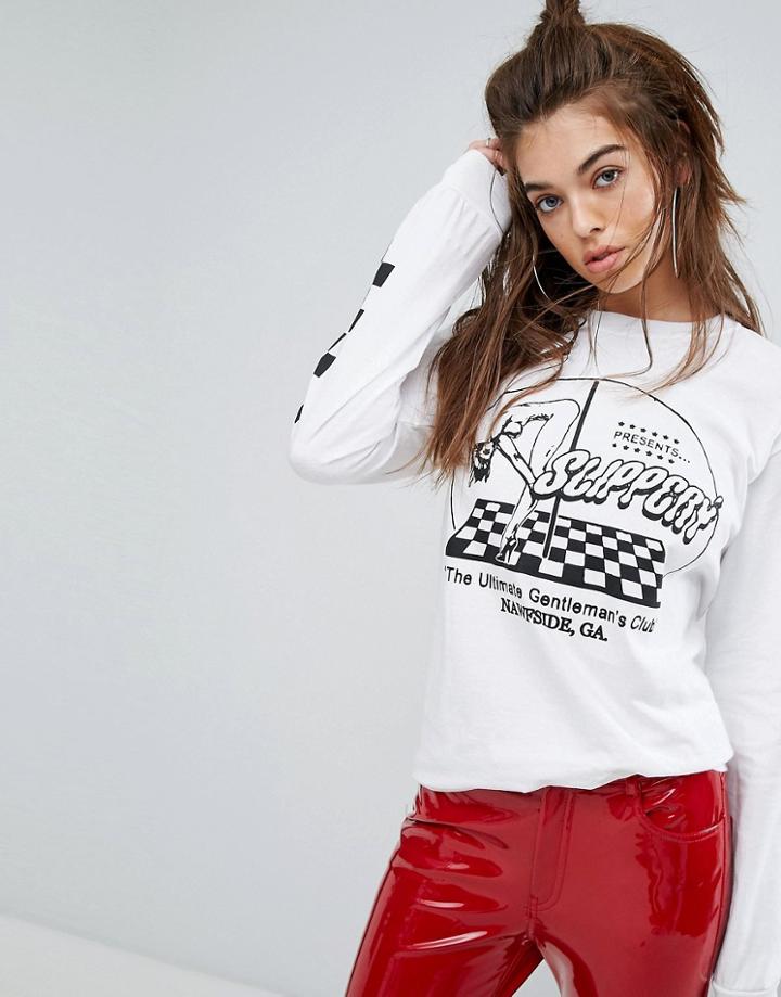Migos Oversized Long Sleeve T-shirt With Print - White