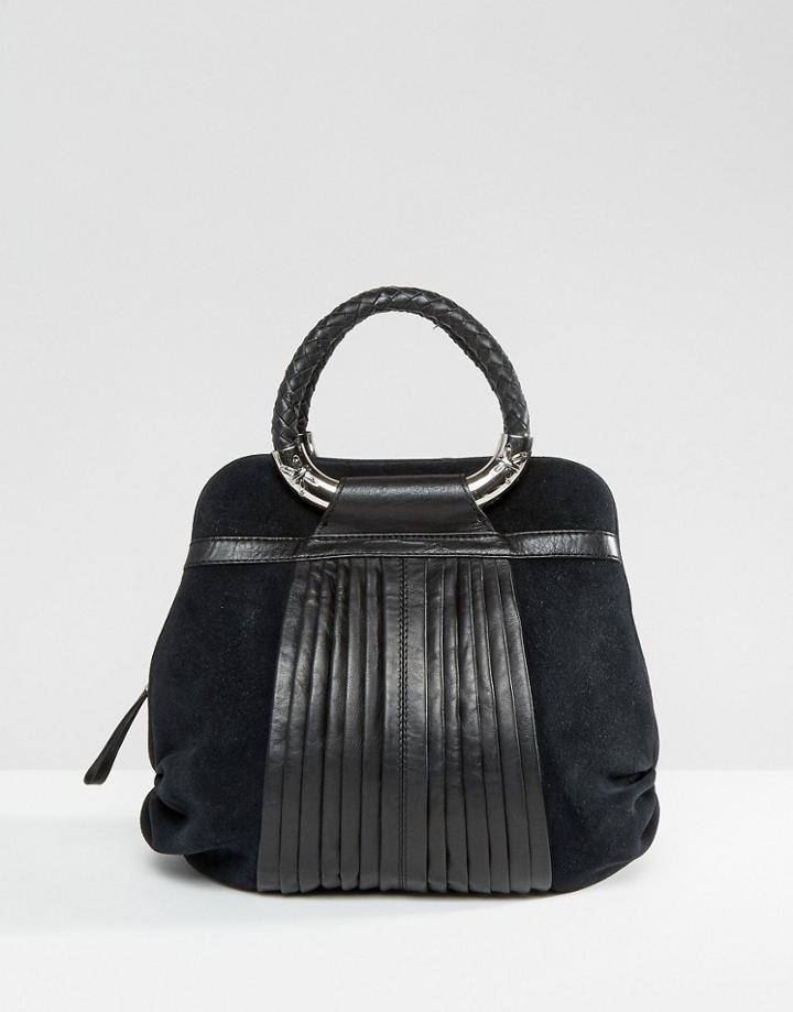 Ri2k Leather And Suede Mix Bag - Black