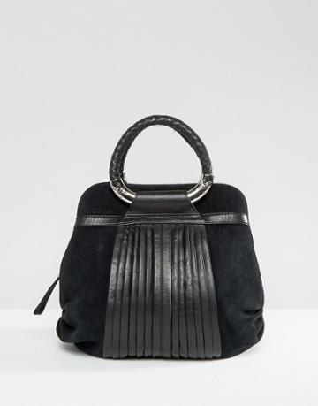 Ri2k Leather And Suede Mix Bag - Black