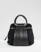 Ri2k Leather And Suede Mix Bag - Black