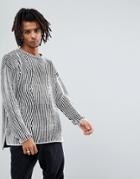 New Look Sweater With Knitted Detail In Black And White - Black