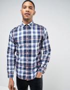 Tommy Hilfiger Shirt With Check In Brushed Cotton Ny Regular Fit - Whi