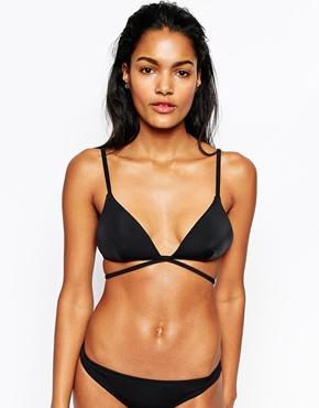 Asos Mix & Match Molded Triangle Strappy Tie Back Bikini Top - Black