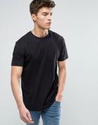 Solid Longline T-shirt With Curved Hem - Black