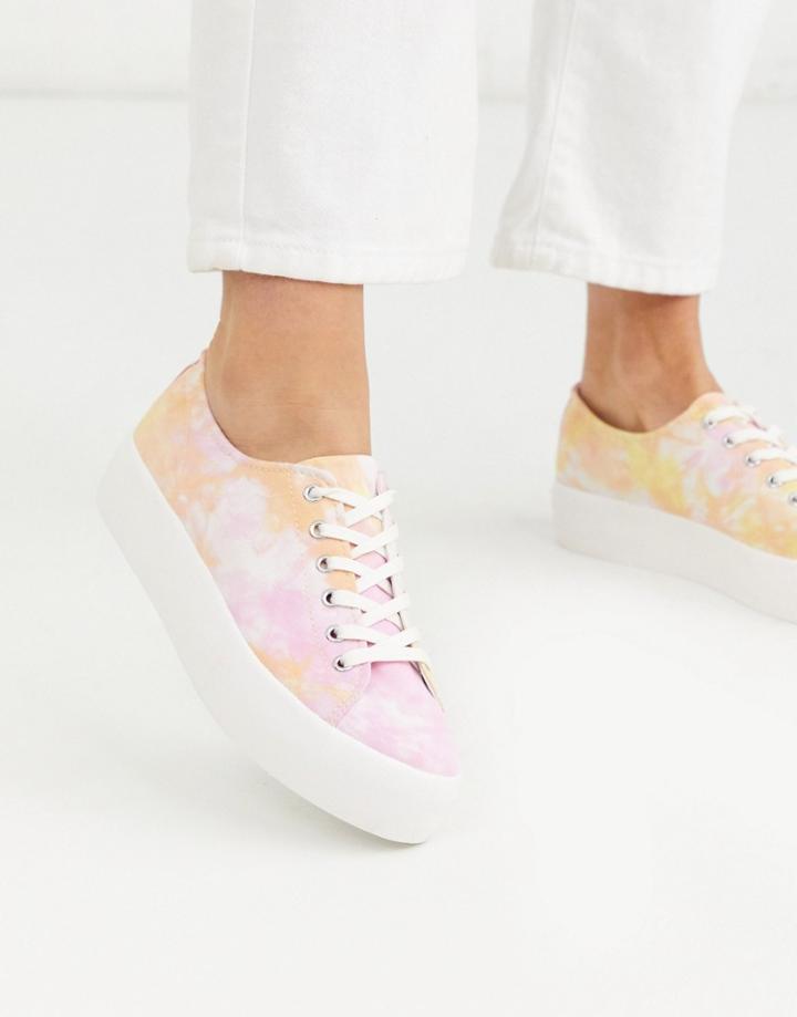 Vagabond Peggy Tie Dye Flatform Sneakers In Pink