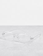 Asos Design Rectangle Fashion Glasses In Clear Frame With Clear Lens - Noc-no Color