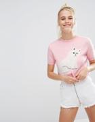 Lazy Oaf Knitted T-shirt With Fluffy Kitty Front - Pink