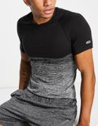 Asos 4505 Muscle Fit Seamless Training T-shirt In Black And Gray Ombre-green