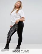 Asos Curve Leggings With Mesh And Snake Print - Multi