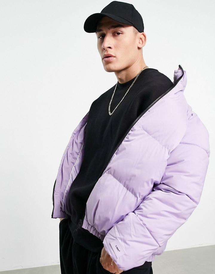 Bershka Puffer Jacket In Lilac-purple