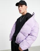 Bershka Puffer Jacket In Lilac-purple