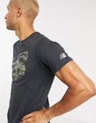 New Balance Running Heathertech Camo Logo T-shirt In Black