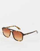 Quay X Maluma On The Fly Unisex Square Sunglasses In Yellow Tortoiseshell With Orange Gradient Lens-brown
