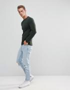 Asos Design Extreme Muscle Fit Long Sleeve T-shirt With Crew Neck In Khaki - Green