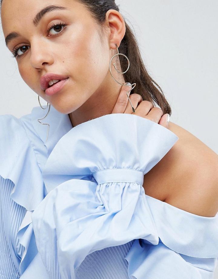 Asos Abstract Swirl Wire Earrings - Gold