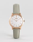 Henry London Leather Watch In Gray 34mm - Gray