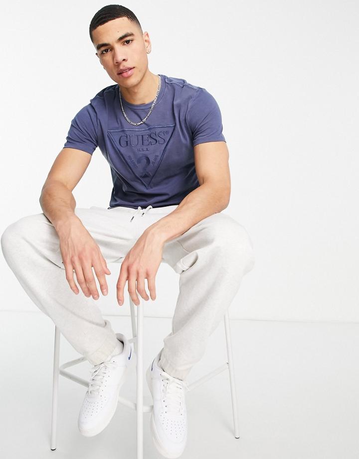 Guess T-shirt With Chest Logo In Navy