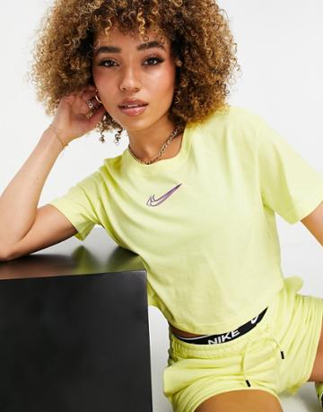 Nike Dance Cropped T-shirt In Citron Yellow