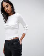 Asos Design Twist Front Sweater - White
