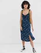 Wild Honey Midi Tea Dress In Ditsy Floral - Navy