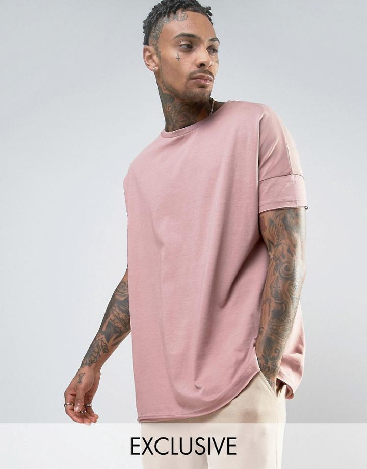 Mennace Oversized T-shirt In Washed Pink - Purple