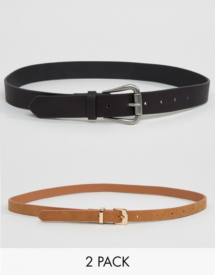Asos 2 Pack Jeans And Skinny Belt Pack - Multi