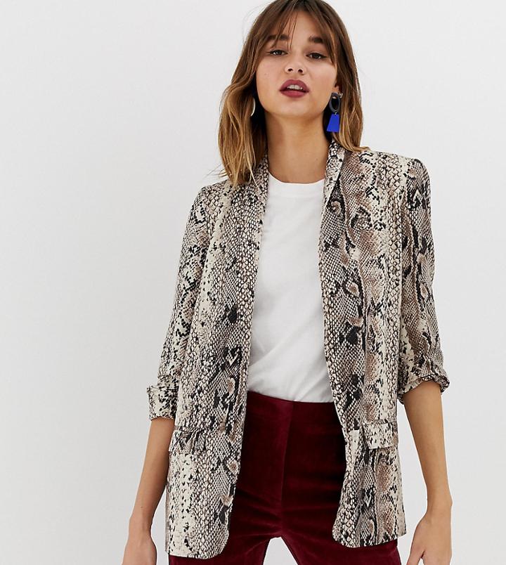 Stradivarius Longline Blazer In Snake Print - Multi