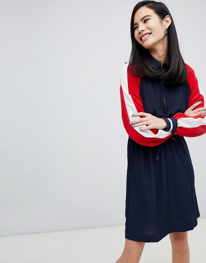 Monki Mini Dress With Color Block Sleeves In Black - Black