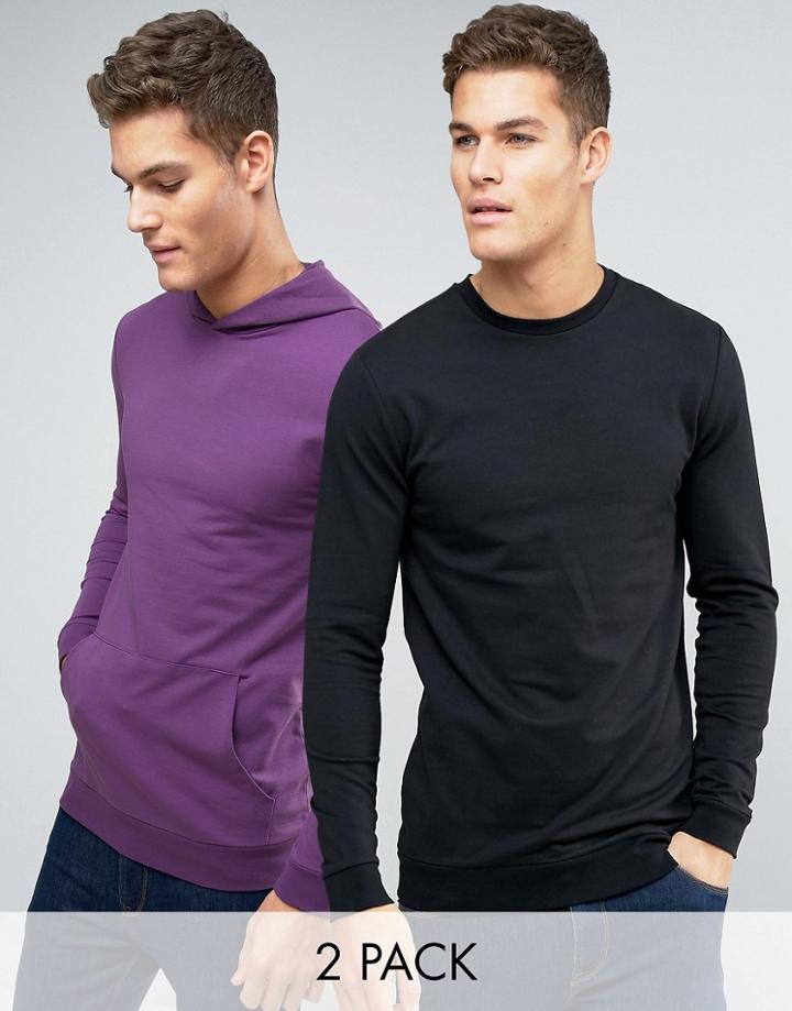 Asos Muscle Longline Hoodie/sweat Multipack - Multi
