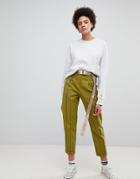 Asos Tailored Utility Pants With Seam Detail - Green