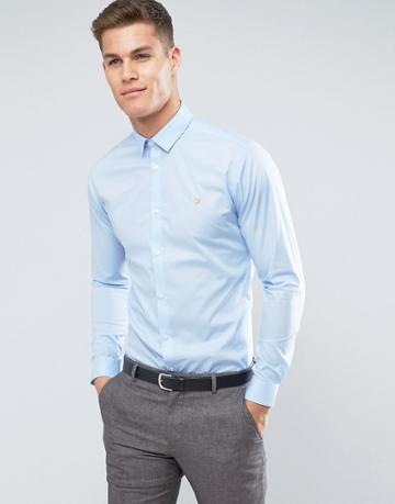 Farah Slim Long Sleeve Smart Shirt - Blue
