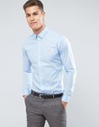 Farah Slim Long Sleeve Smart Shirt - Blue