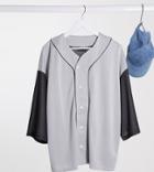 Asos Design Tall Oversized Jersey Shirt With 3/4 Sleeve In Jersey Mesh-white