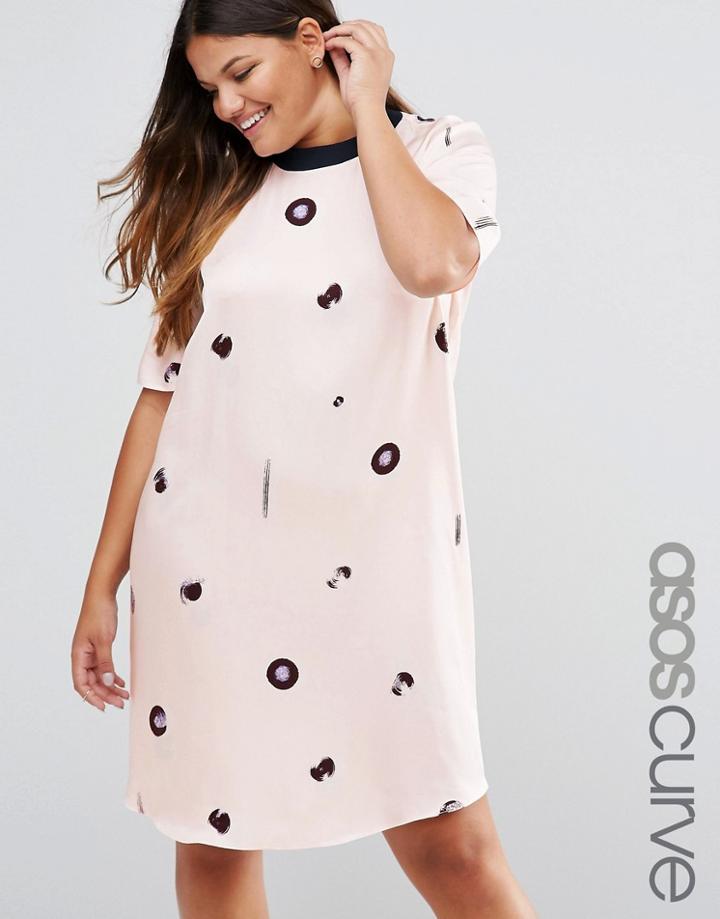 Asos Curve Spot Print T-shirt Dress - Multi