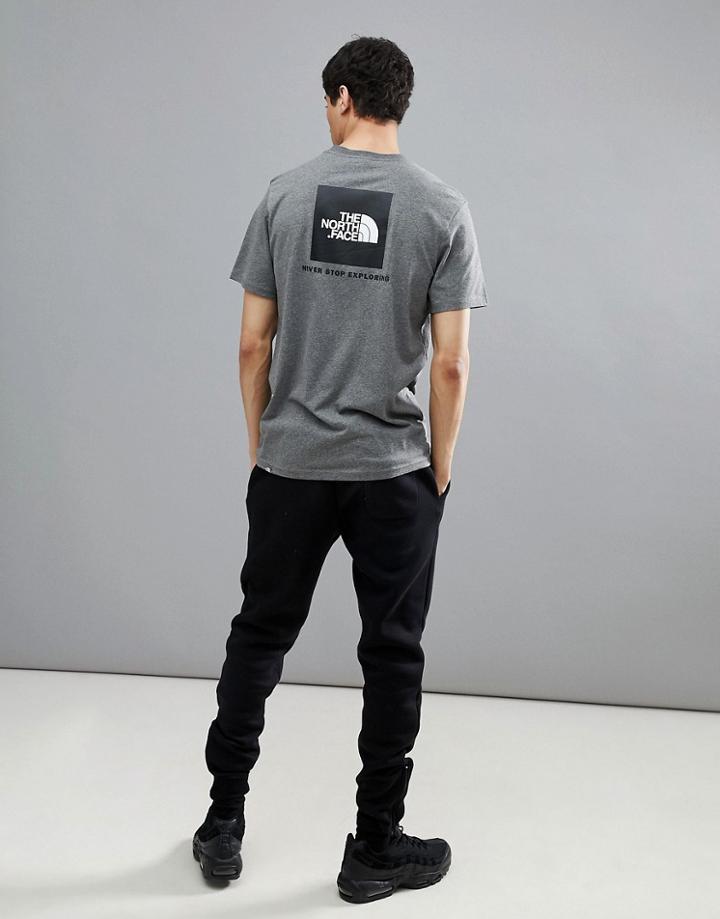 The North Face Red Box T-shirt Back Print In Gray Heather - Gray